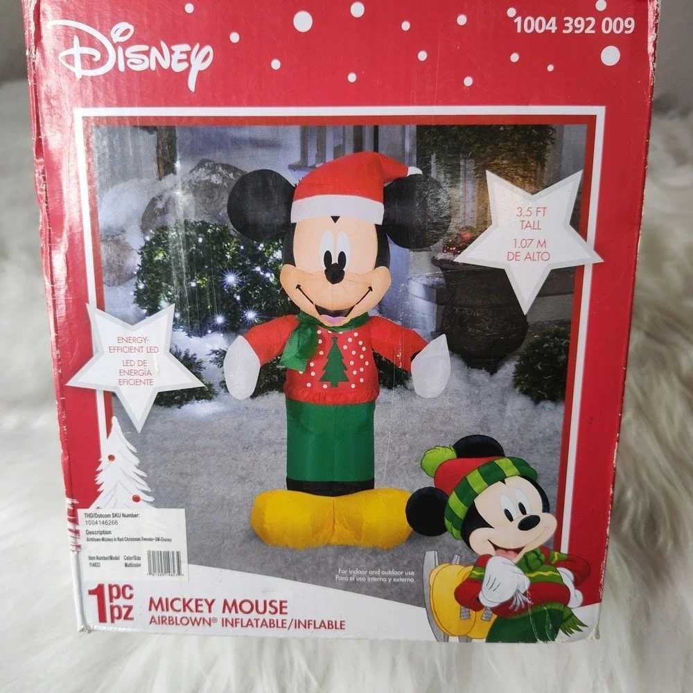 Gemmy Disney 3.5' Mickey Mouse Christmas Lighted LED Airblown Inflatable EUC‎